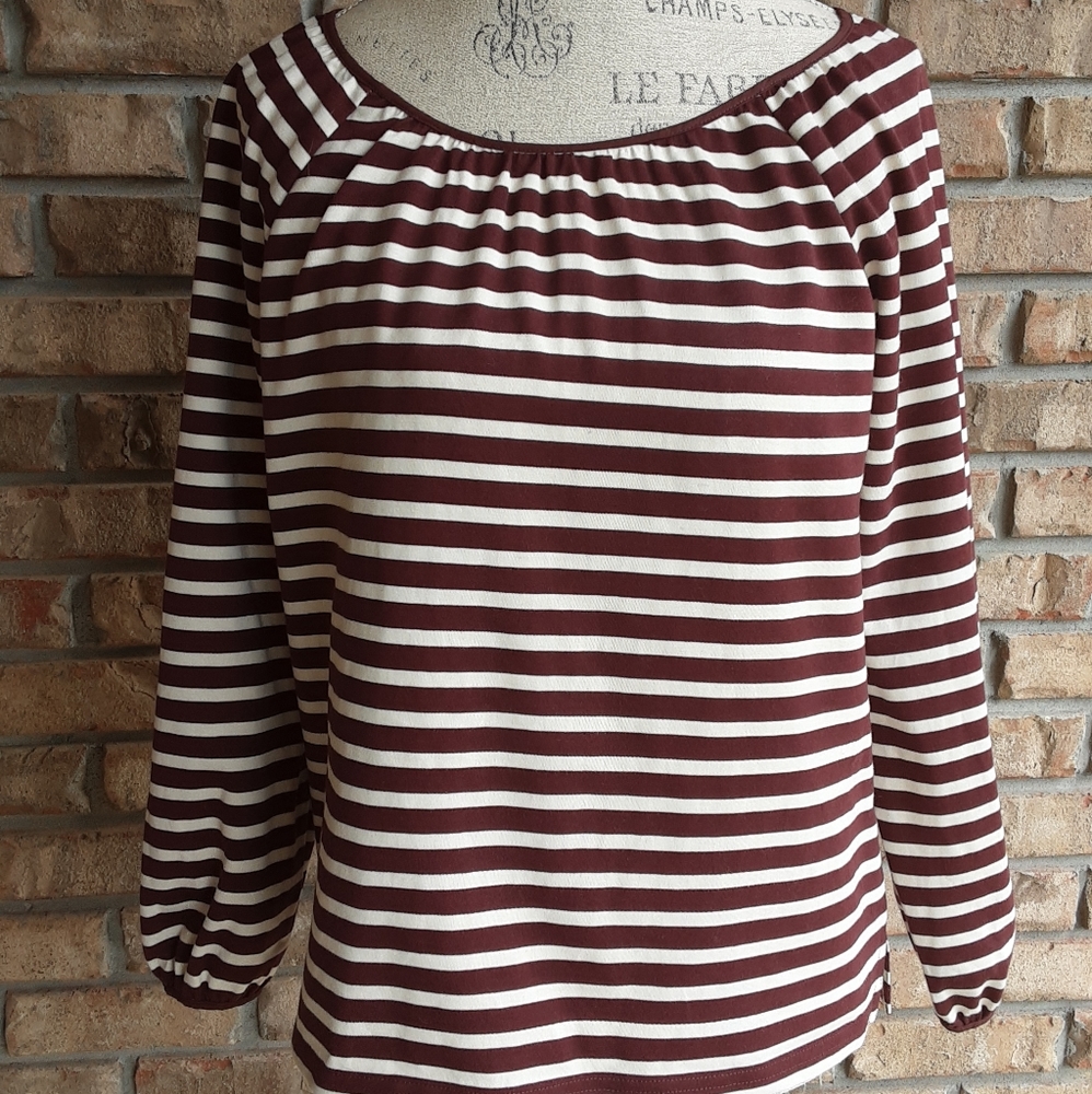 J. Crew long sleeve striped cotton blouse.